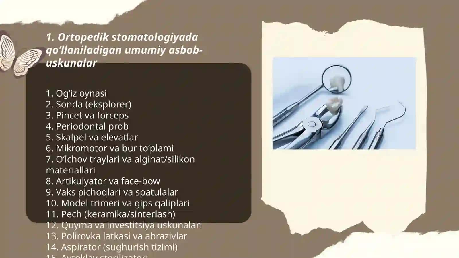 Ortopedik stomatologiyada qoʻllaniladigan asbob uskunalar. Vrach yordamchisi  toʻrt qoʻllab ishlashdagi asosiy tushunchalar 3