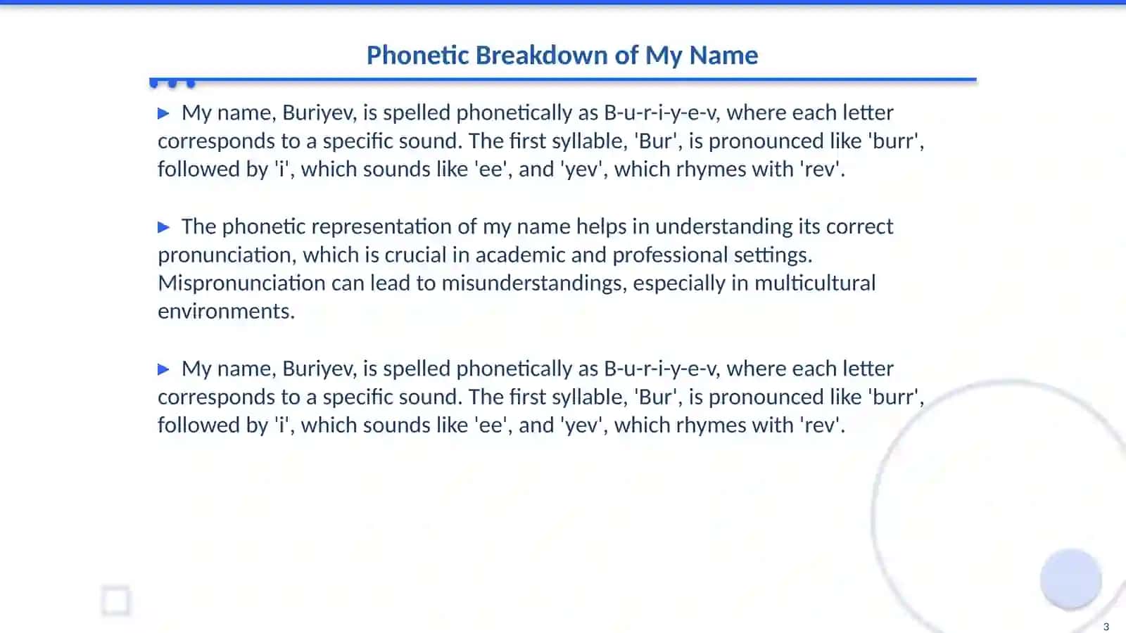 A4 - Describe how you spell your name and some English or IT words you know 3