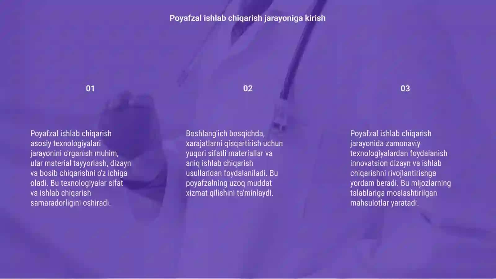 Poyafzal ishlab chiqarish asosiy texnologiyalari 3