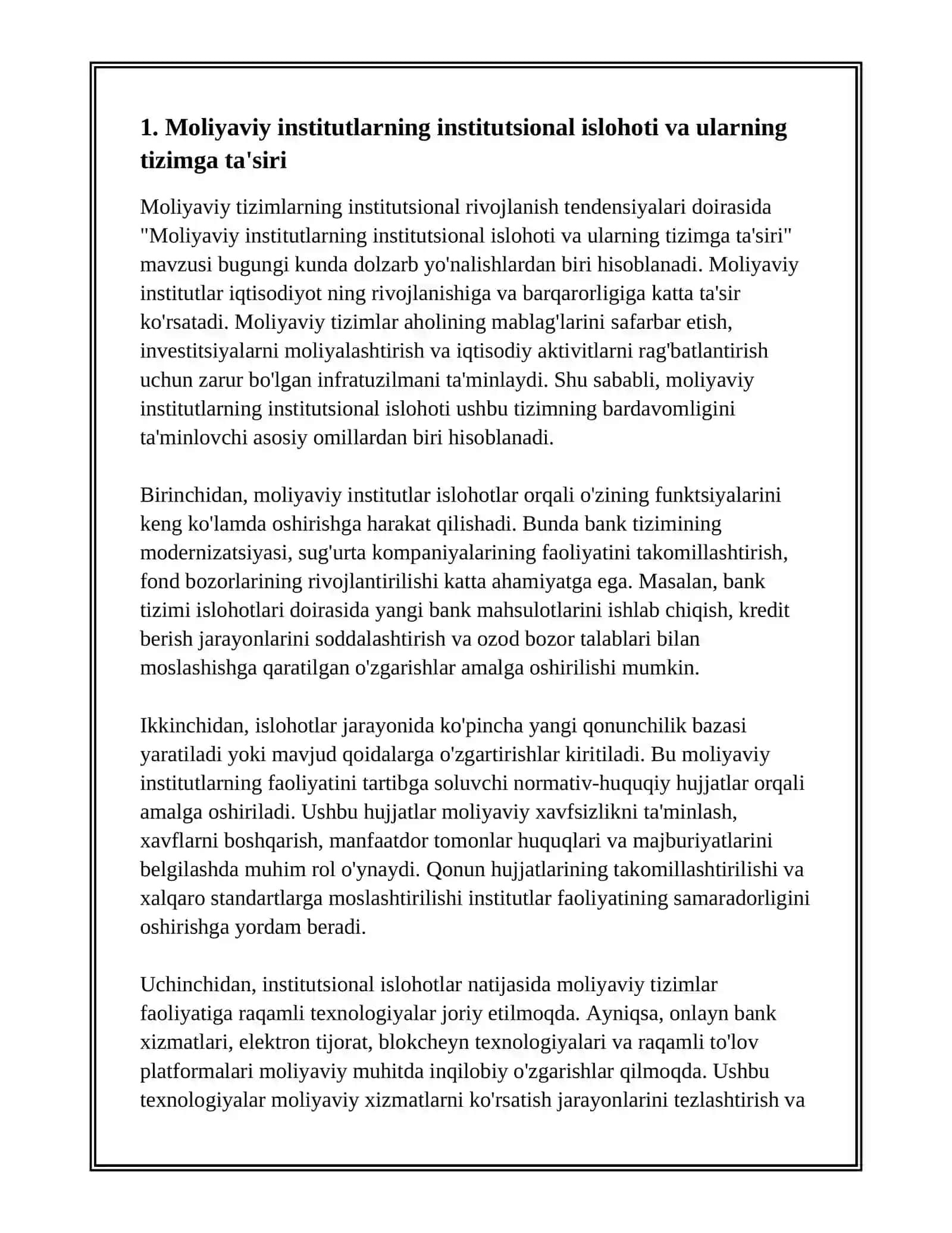 MOLIYAVIY TIZIMLARNING INSTITUTSIONAL RIVOJLANISH TENDENSIYALARI 3