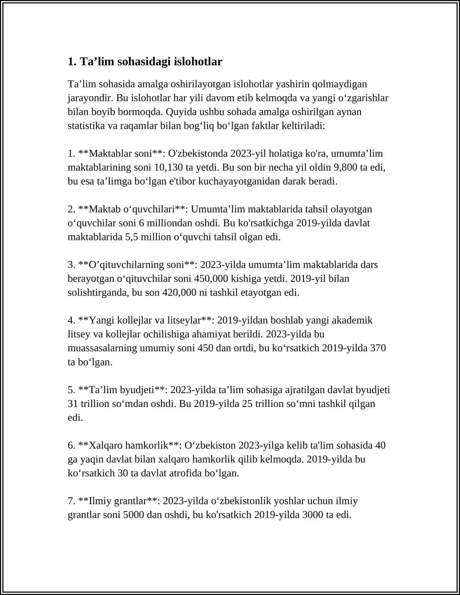 YANGI OʻZBEKISTONDA PREZIDENT SH.M. MIRZIYOYEV RAHBARLIGI VA TASHABBUSI OSTIDA AMALGA OSHIRILGAN ISLOHOTLAR 3