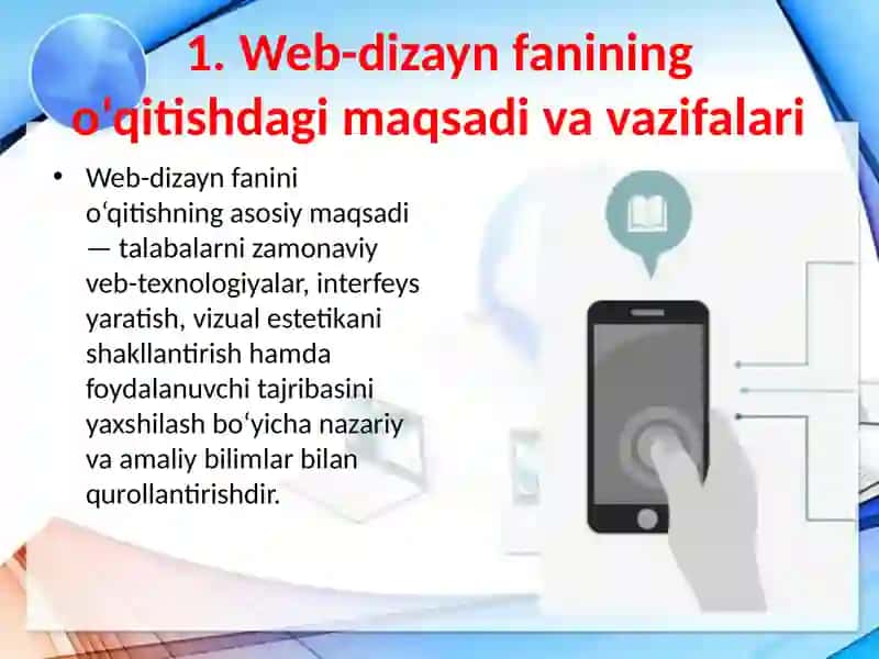 Web-dizayn asoslari bo'limini o'qitish metodikasi. Axborot tizimlari xavfsizligi bo'limini o'qitish metodikasi 3