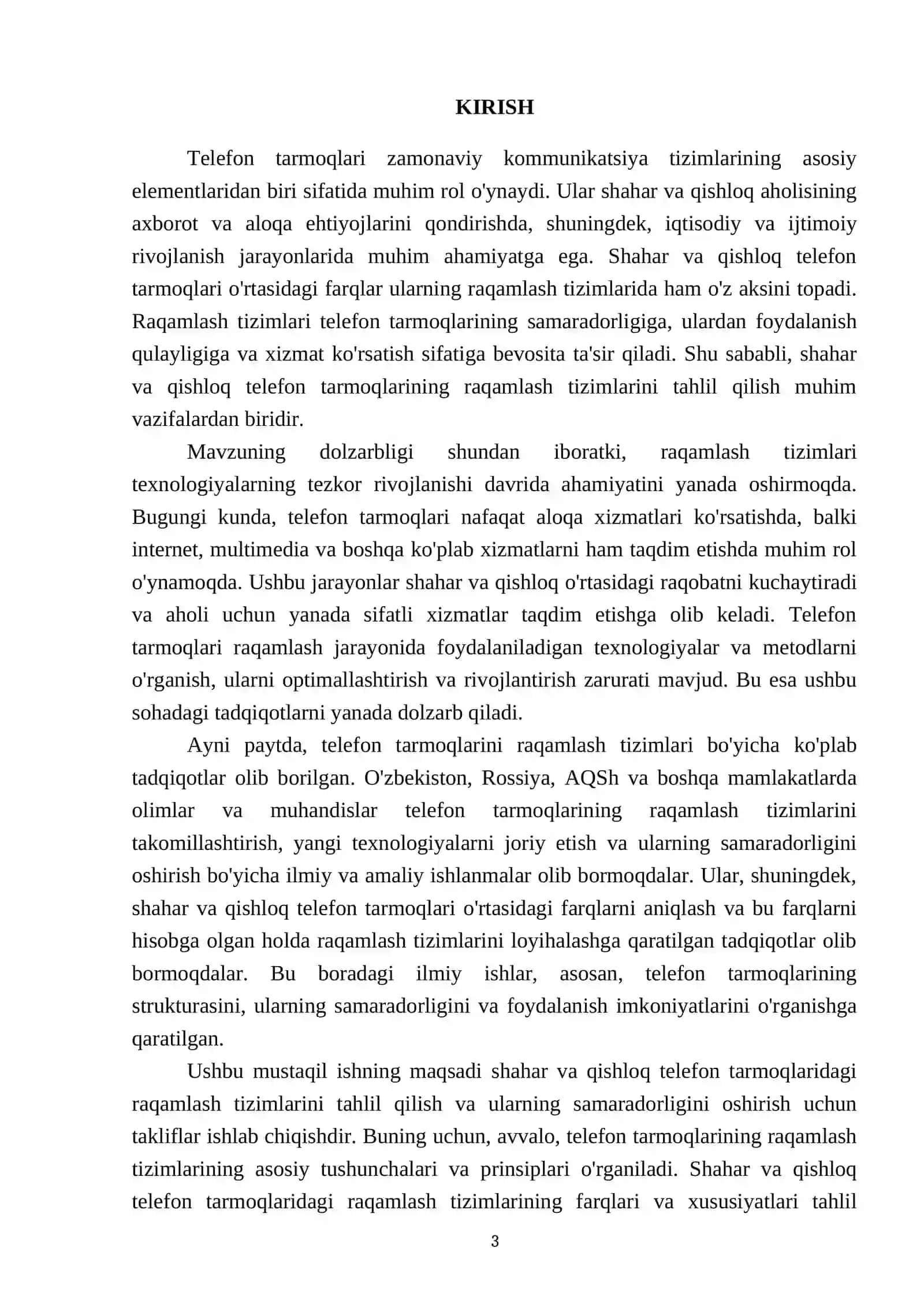 Shahar va qishloq telefon tarmoqlarini loyihalashda raqamlash tizimi tahlili 3