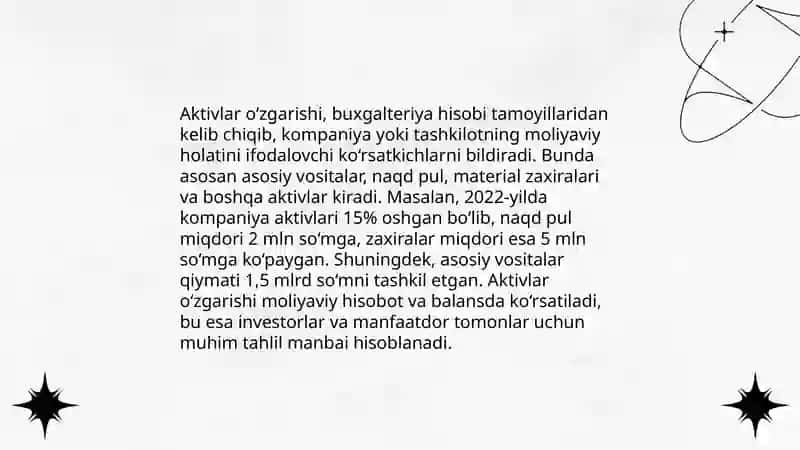 Buxgalteriya balansidagi o‘zgarishlar 3