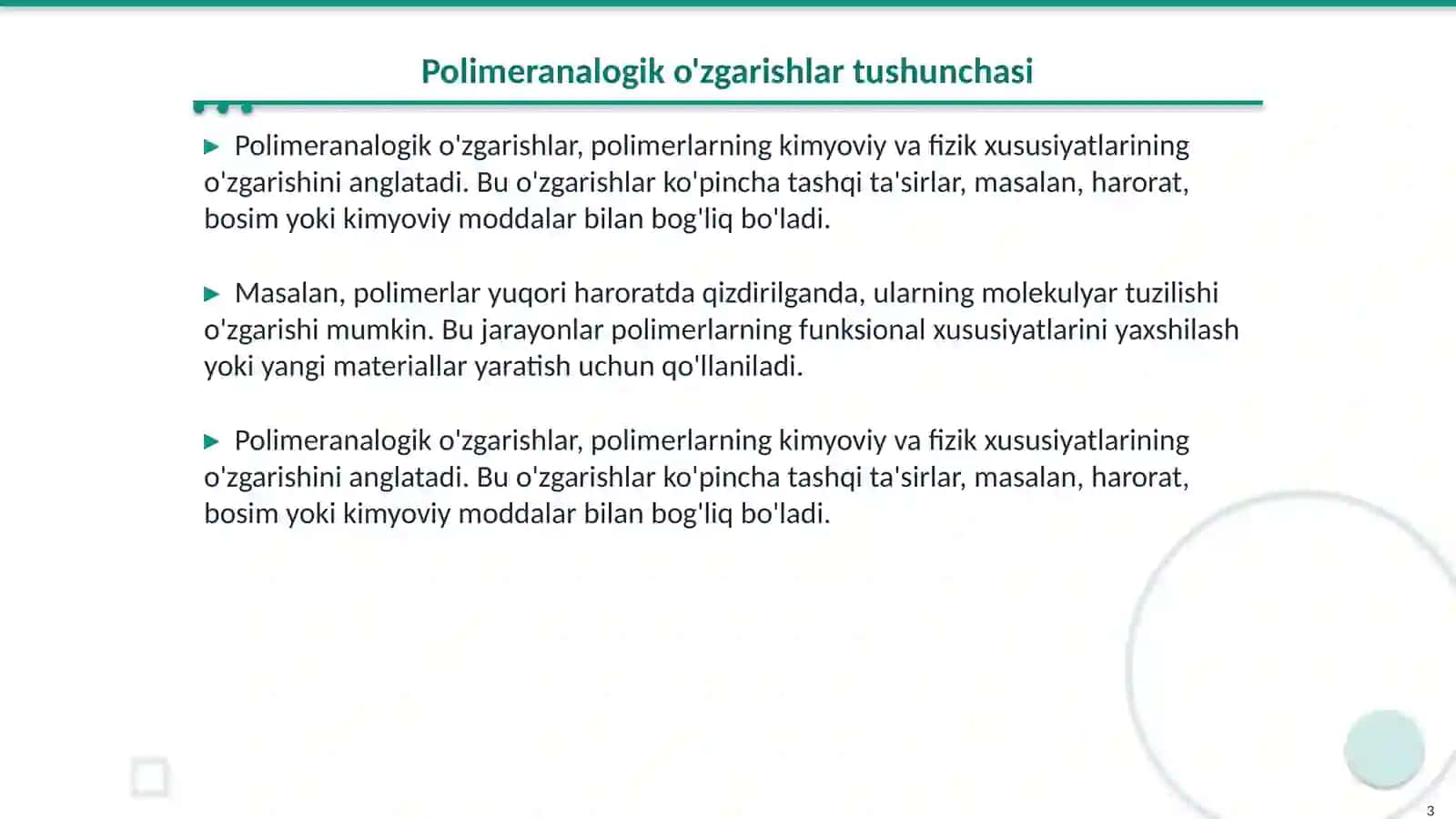Polimeranalogik o'zgarishlar va ularning oʻziga xos xususiyatlari 3
