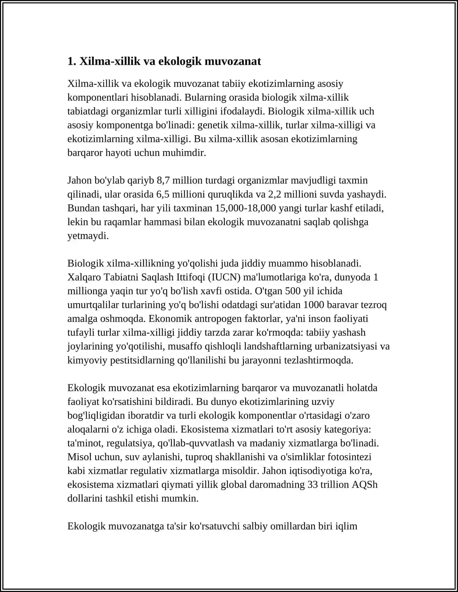 BIOLOGIK XILMA -XILLIKNI MUHOFAZA QILISH MUAMMOLARINI ÕRGANISH 3
