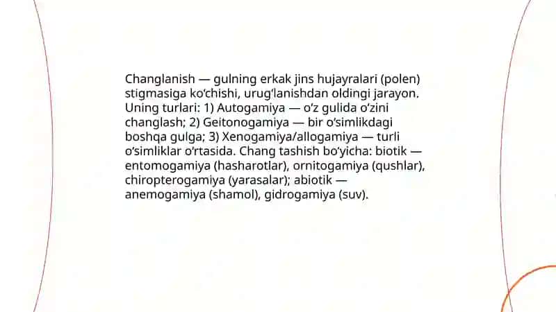 O'simlik gullarining changlanish usullari 3