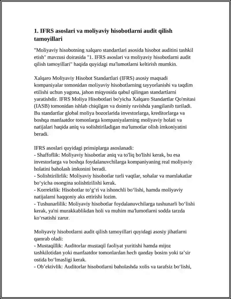 Moliyaviy hisobotning xalqaro standartlari asosida hisobot auditini tashkil etish 3