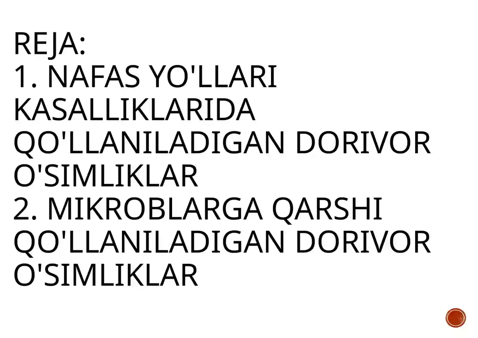 Nafas yo'llari kasalliklarida va mikroblarga qarshi qo'llaniladigan dorivor o'simliklar 3