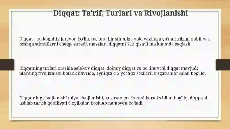Diqqat va uning nerv fiziologik asoslari 3