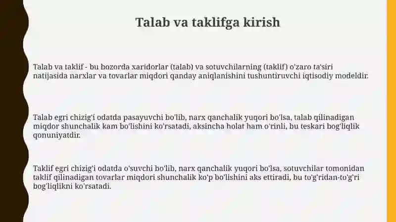 Talab va Taklif muvozanati 3