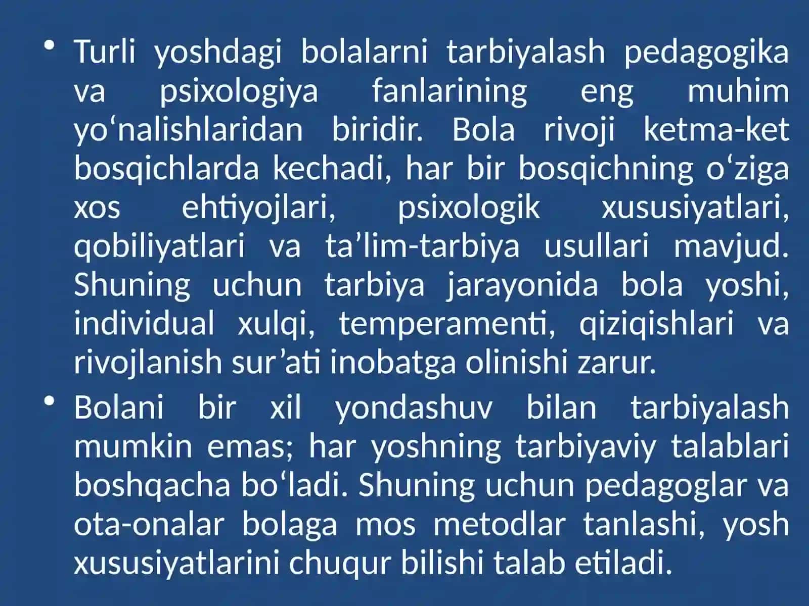 Turli yoshdagi bolalarni tarbiyalash 3