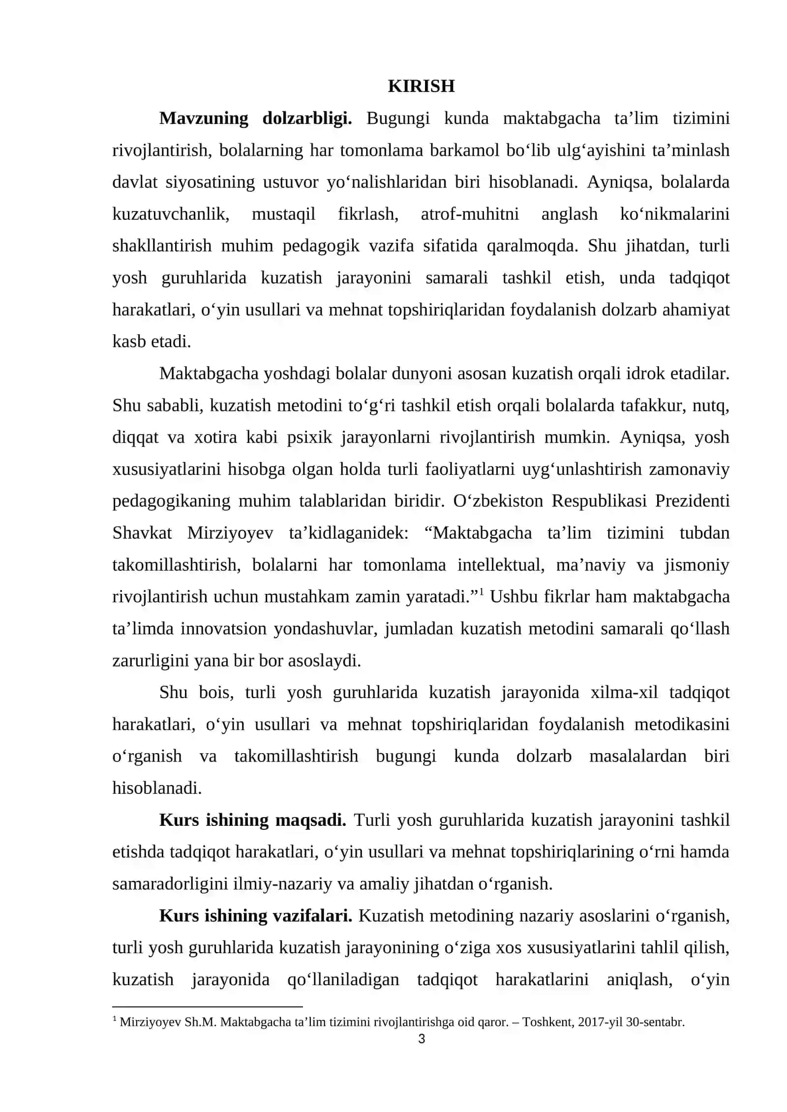 Mavzu: Kuzatish metodining o‘rni 3