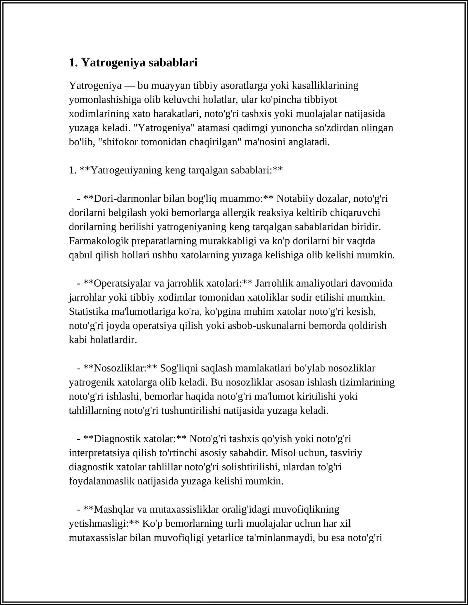 REFERAT MAVZUSI HOZIRGI ZAMON TIBBIYOTIDA YATROGENIYA MUAMMOLARI 3