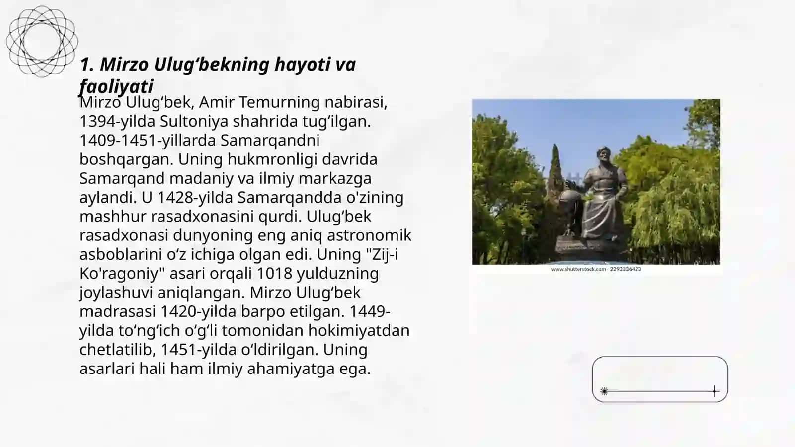 Mirzo Ulugʻbek - davlat arbobi va buyuk olim 3