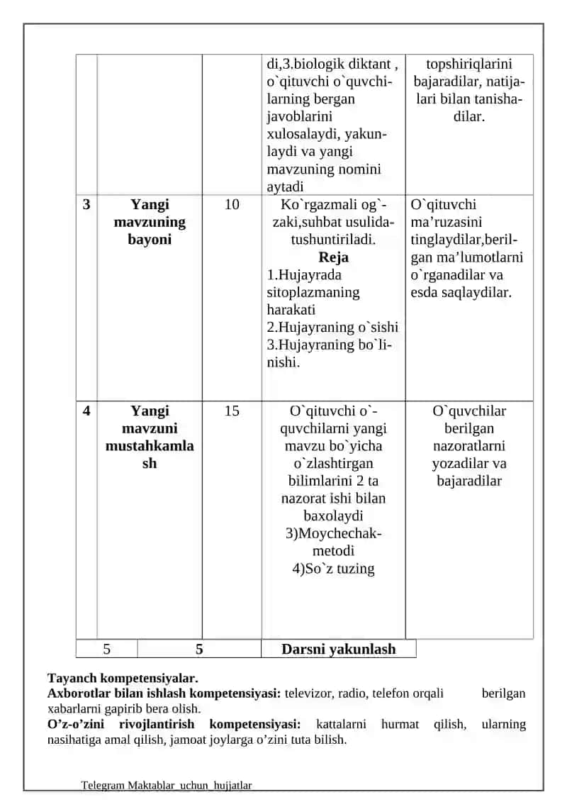 Hujayraning tiriklik belgilari.Jinsiy ko`payish haqida tushuncha 3