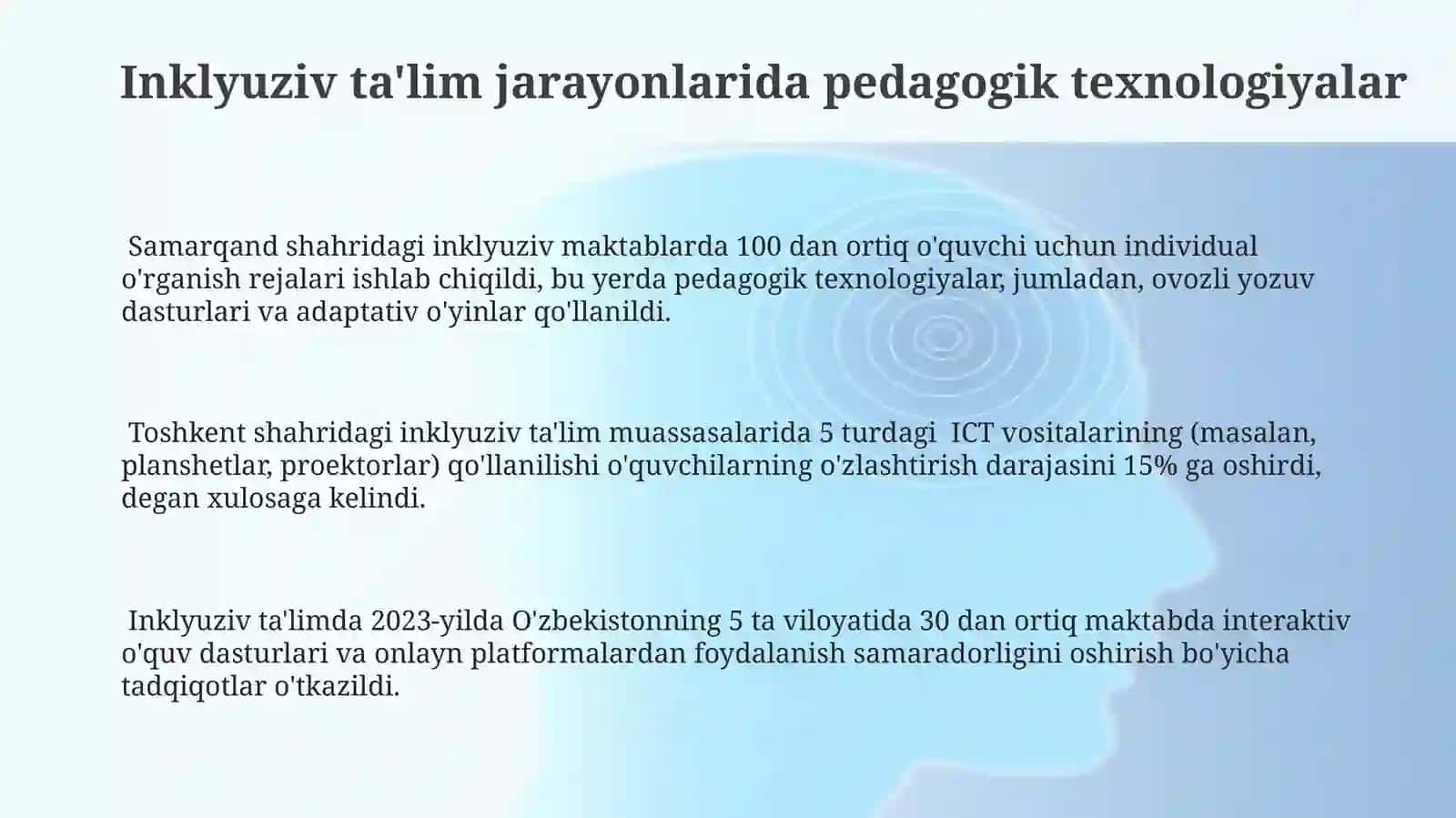 Inklyuziv ta'lim jarayonida pedagogik va axborot kommunikatsiya texnologiyalaridan foydalanish 3