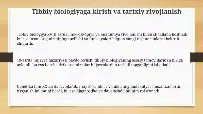 Tibbiyo biologiya faniga kirish 3