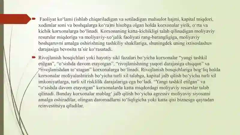 MOLIYAVIY MENEJMENTNI TASHKIL ETISH MEXANIZMI VA KORXONALARDA TASHKILIY XUSUSIYATLARI” 3