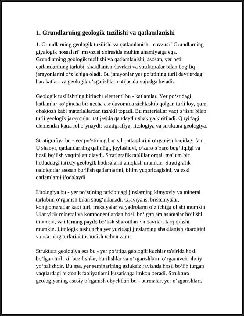 MUSTAQIL ISH Mavzu: GRUNDLARNING GIYALOGIK HOSSALARI 3