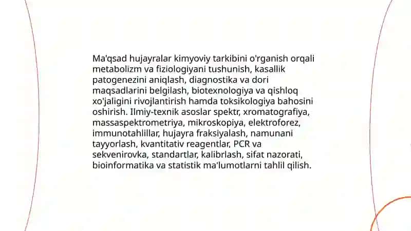 Hujayralar kimyoviy tarkibini aniqlash bo'yicha tahliliy material tayyorlash 3