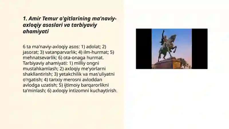 Amir Temur o'gitlarining tarbiyaviy ahamiyati 3