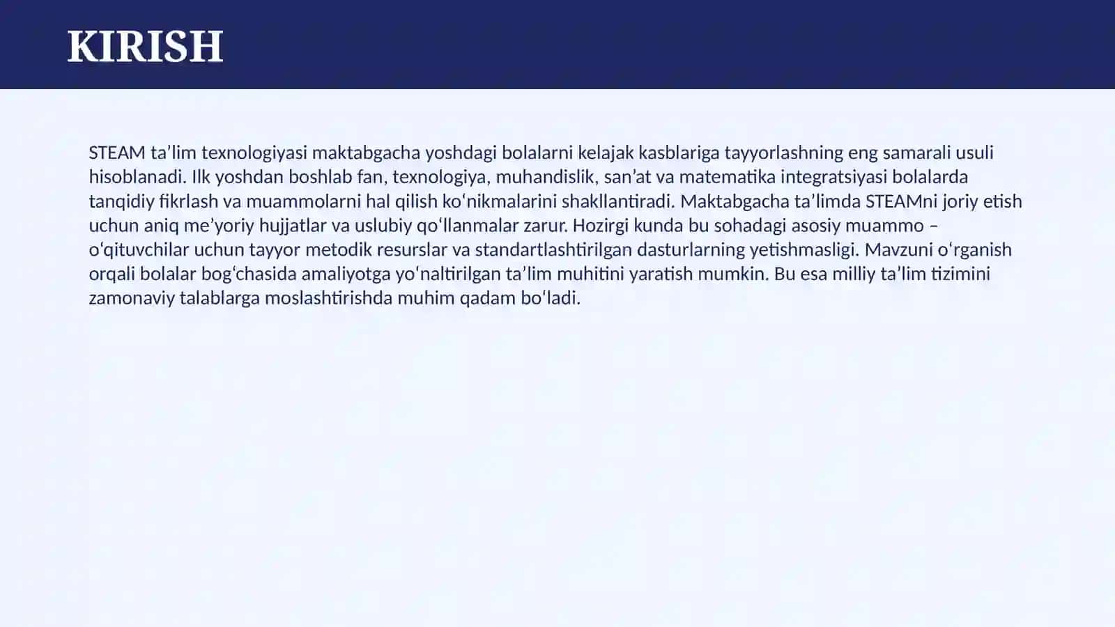 STEAM TA'LIM TEXNOLOGIYASINI MAKTABGACHA TA'LIMDA QО‘LLASHNING ME'YORIY-USLUBIY ASOSLARI 3