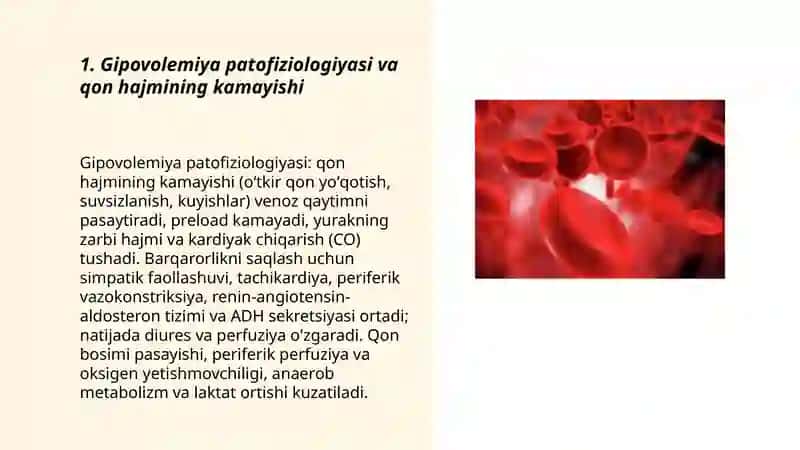 Gipovolemiyalarda qon aylanishining oʻzgarishi 3