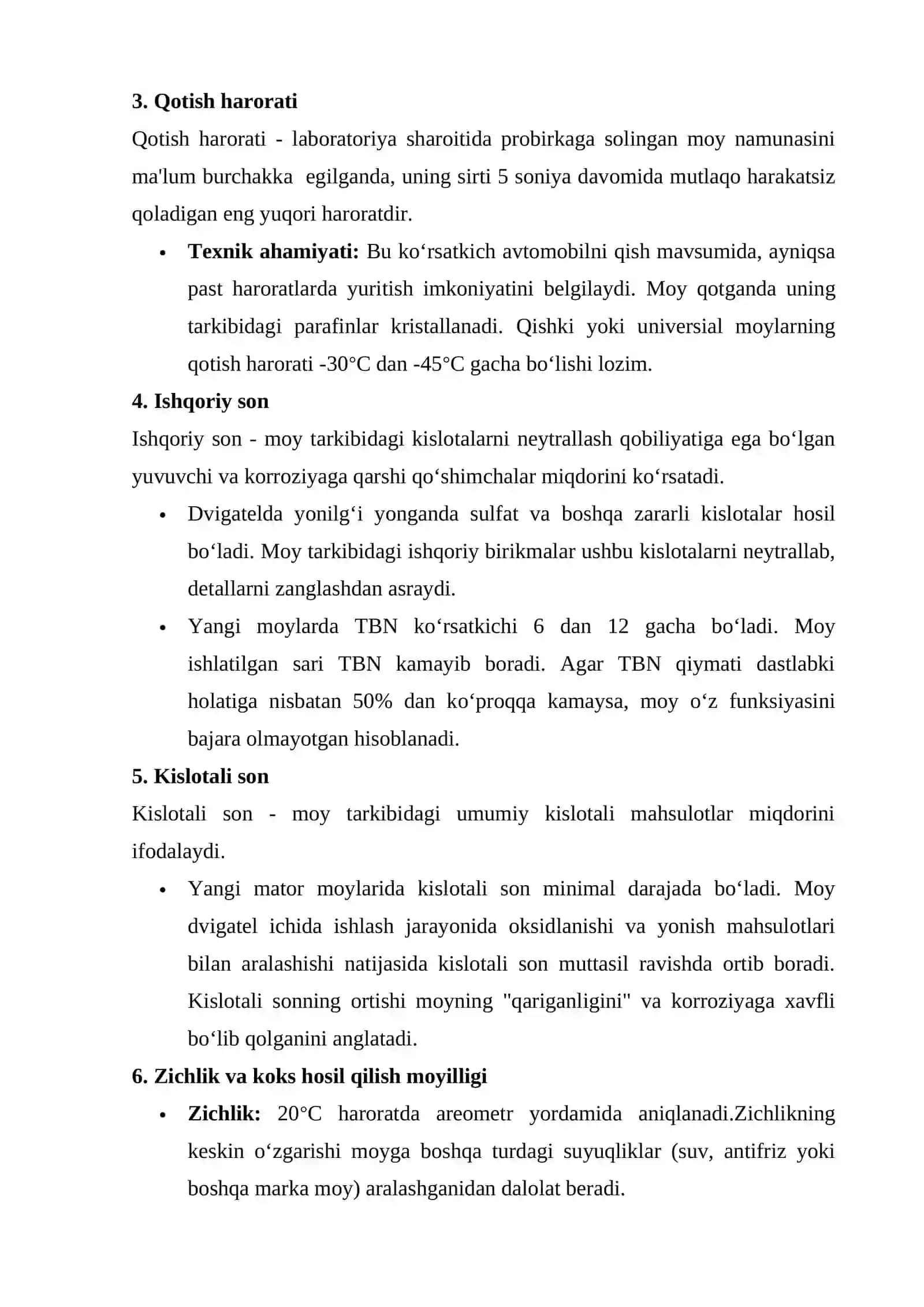 Mator moylarining asosiy fizik kimyoviy xossalari boʻyicha sifatni aniqlash 3