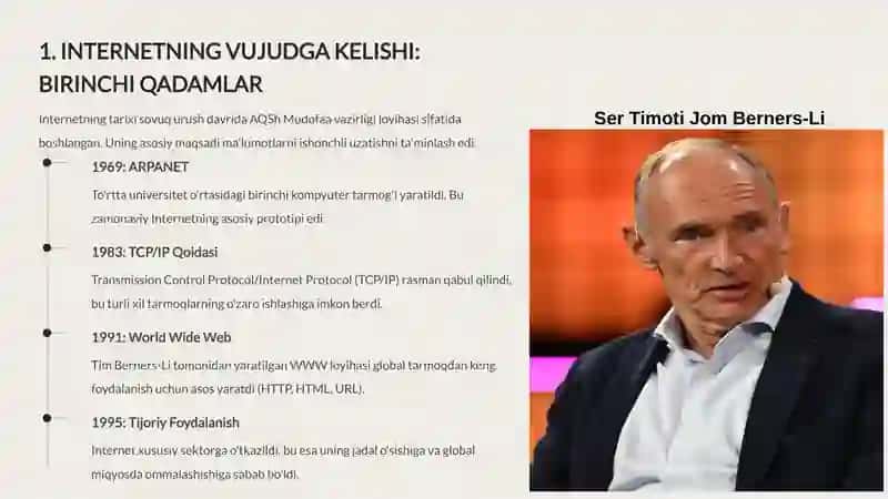 INTERNET VA UNING TARIXCHI UCHUN IMKONIYATLARI 3