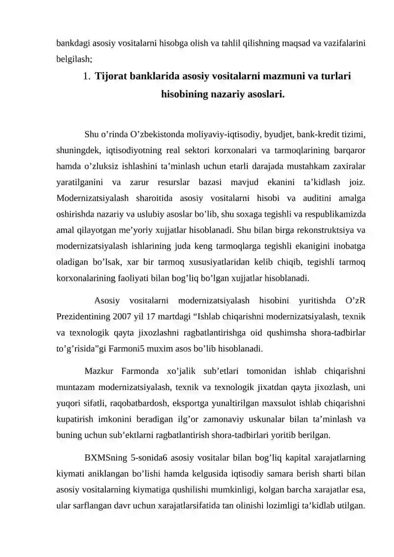 Tijorat banklarida asosiy vositalarni hisobga olish 3