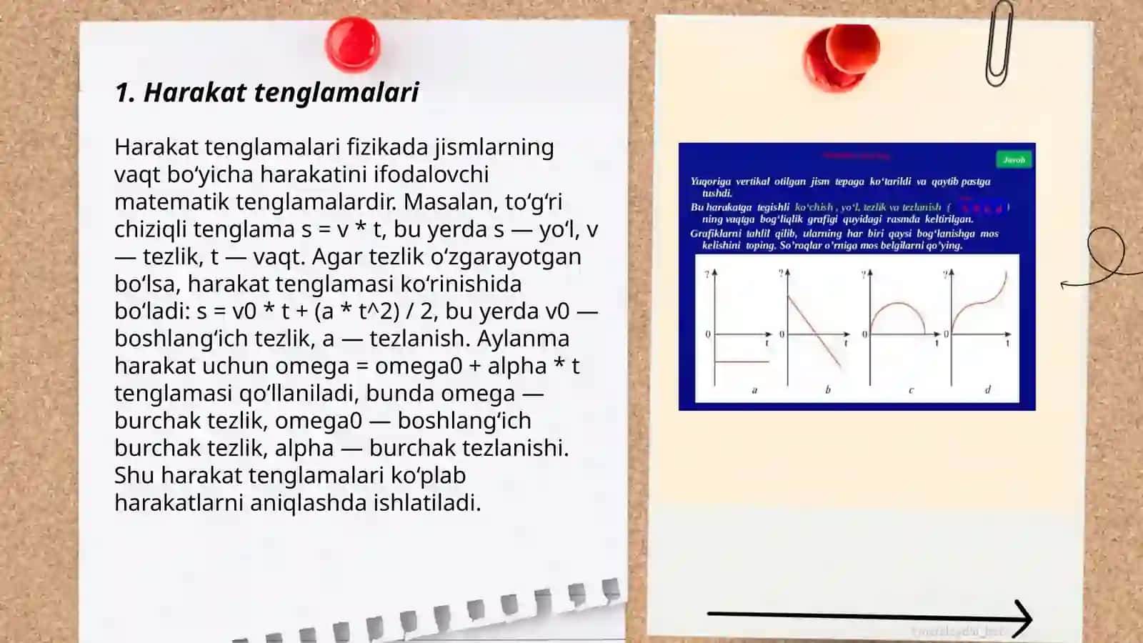 Harakat tezlik va tezlanish grafiklari 3