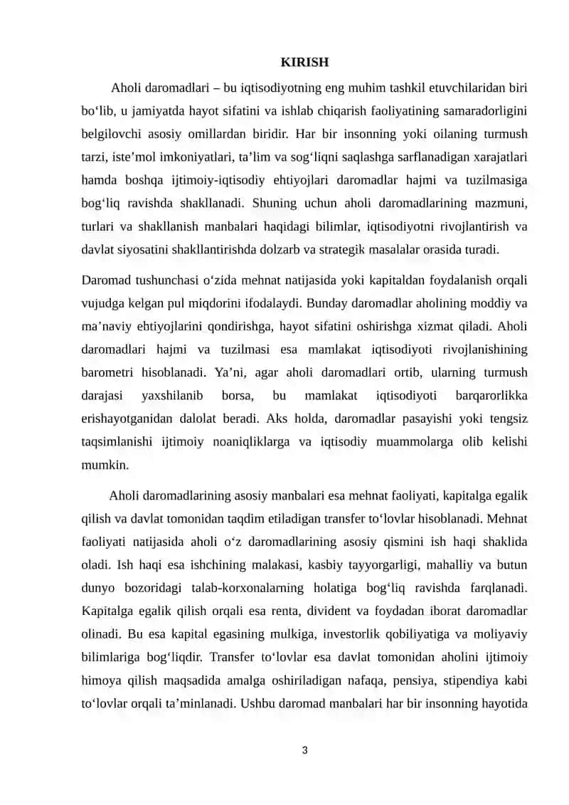 Aholi daromadlarining mazmuni, turlari va shakillanish manbalari 3
