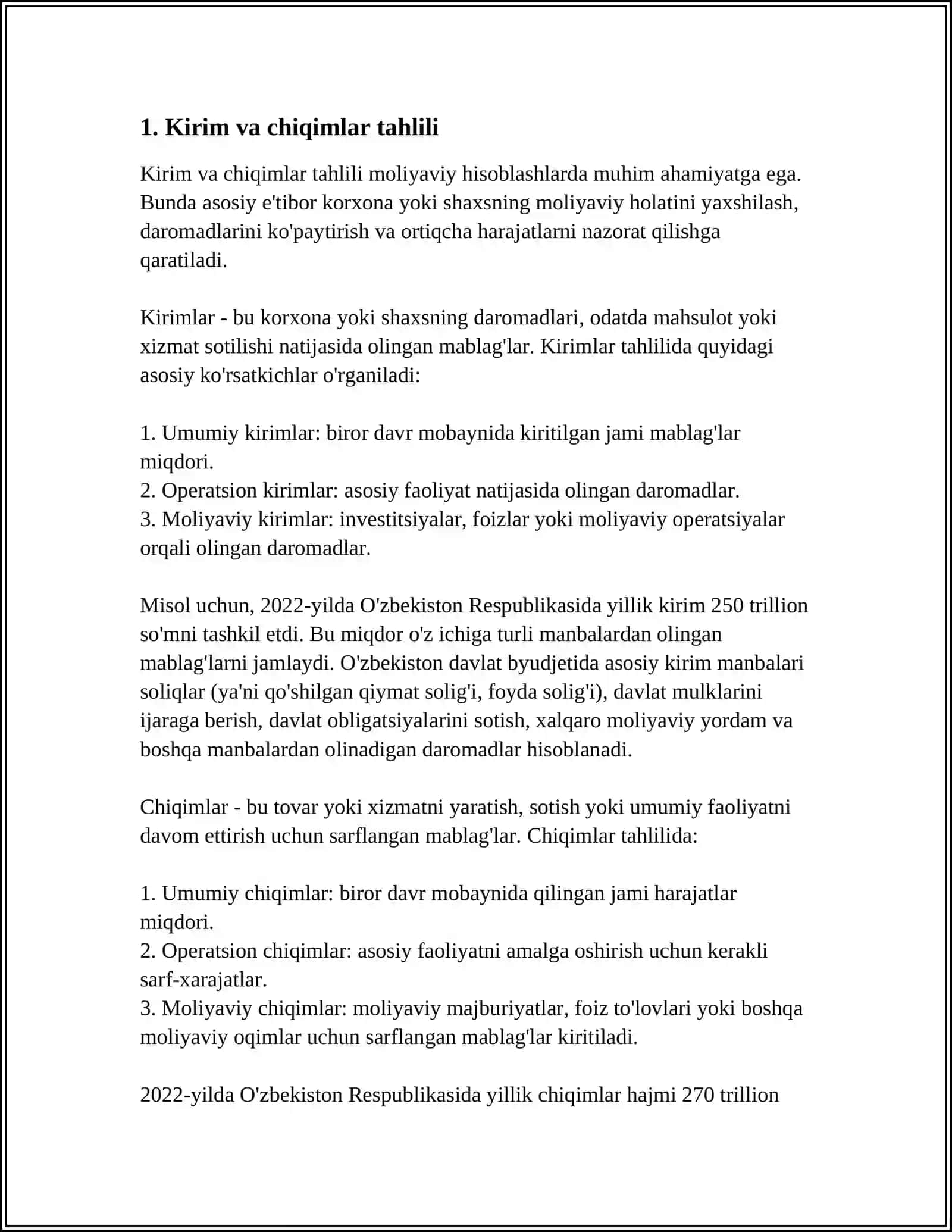 XO‘JALIK SUB'EKTI MOLIYAVIY VA IQTISODIY HOLATIGA UMUMIY BAHO BERISH 3