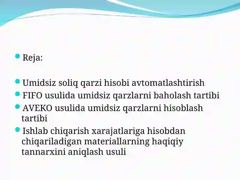 Moliyaviy hisob asoslari fanidan tayyorlaganmustaqil ish 3