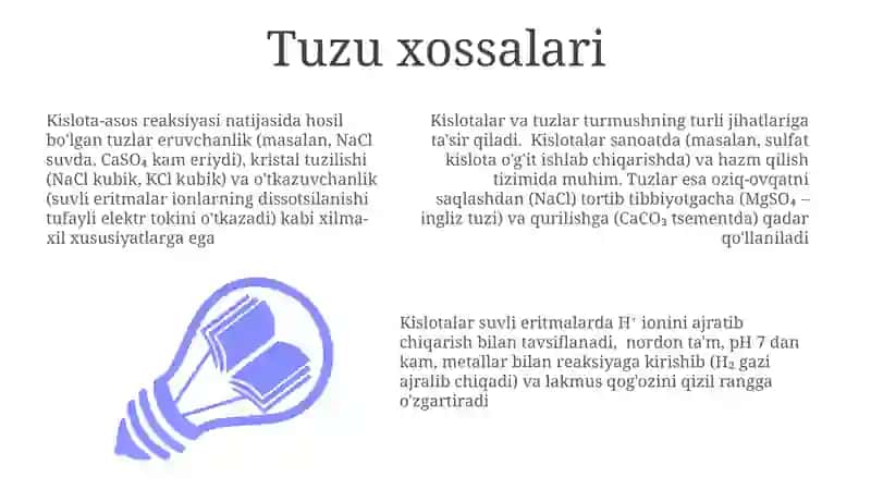 Kislotalar va tuzlarni olinish xossalari 3