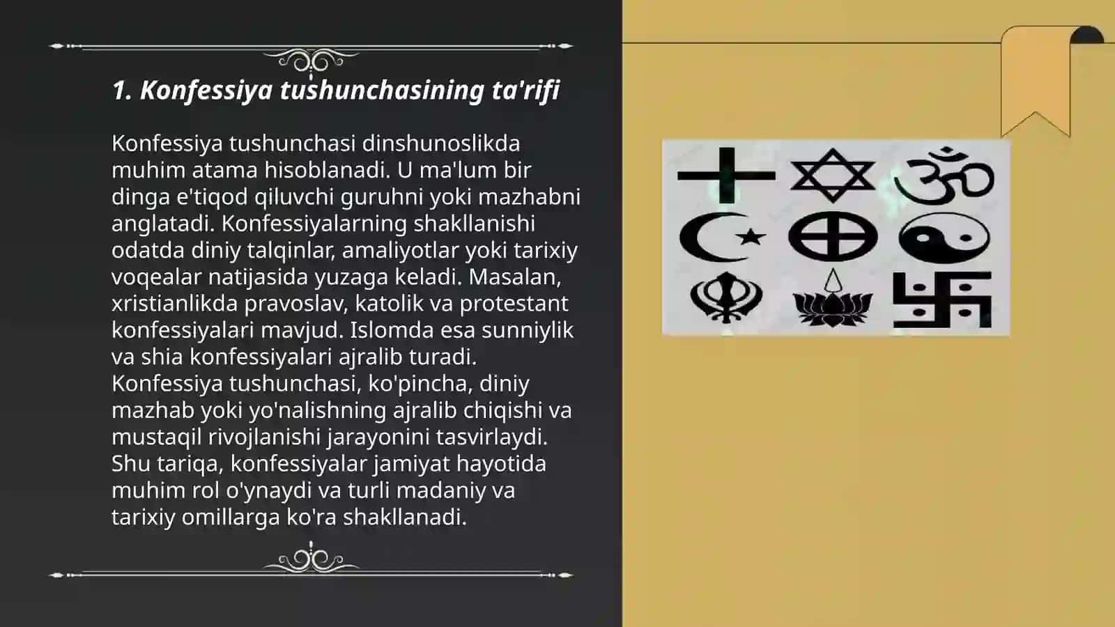 Konfessiya tushunchasining mohiyati va O'zbekistonda faoliyat yurituvchi diniy konfessiyalarning tasnifi 3
