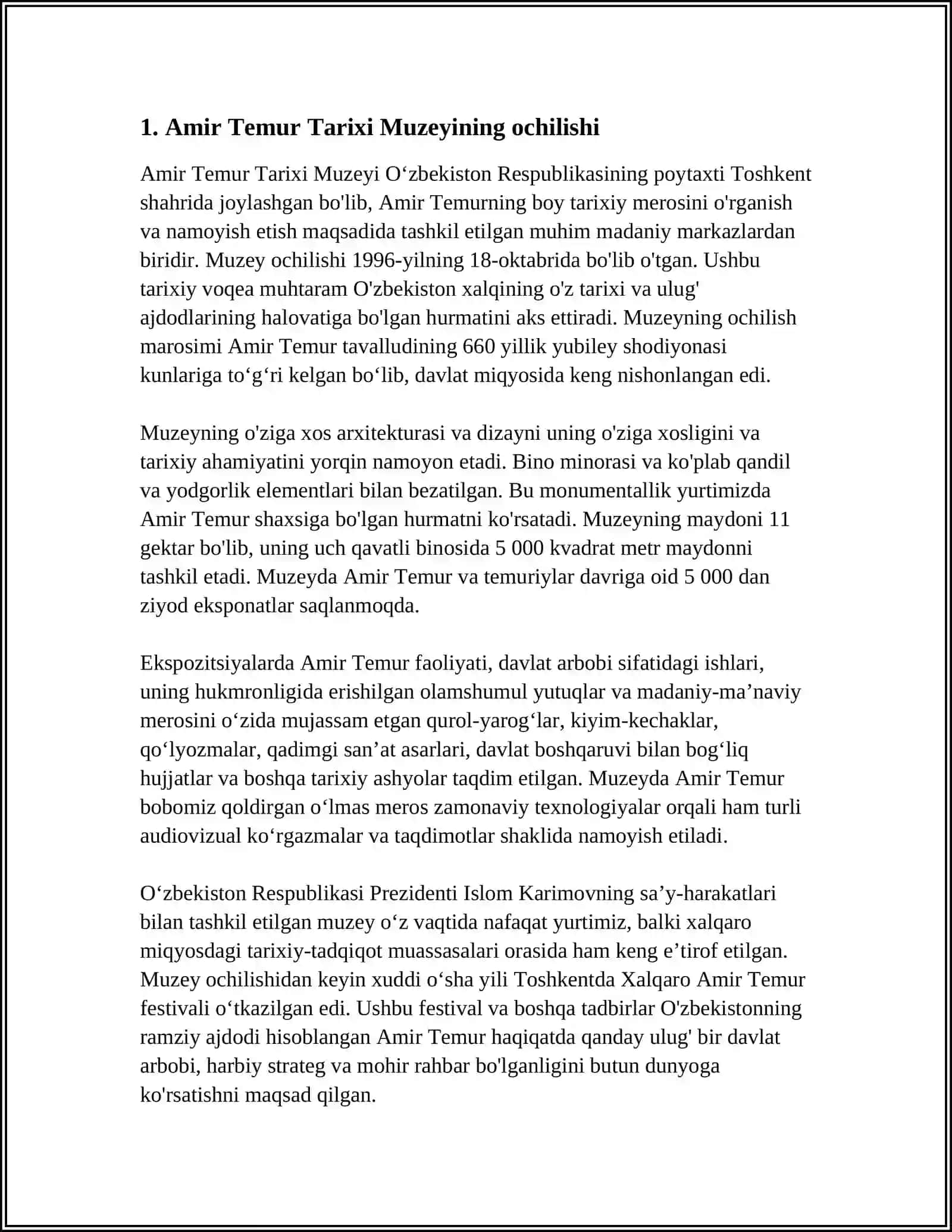 AMIR TEMUR TARIXI MUZEYI 3