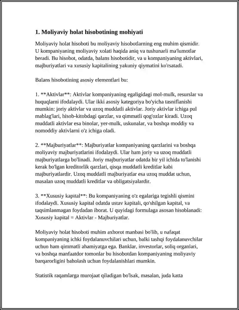 Moliyaviy holat hisobotini tuzish 3