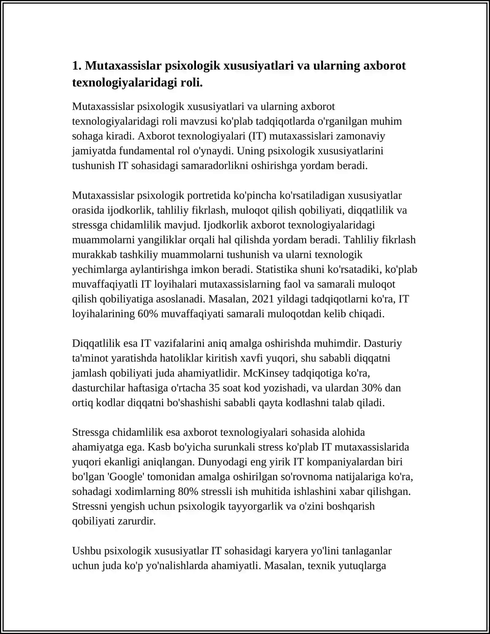 AXBOROT TEXNOLOGIYALAR SOXASIDAGI MUTAXASSISLARNING INDIVIDUAL PSIXOLOGIK XUSUSIYATLARINING NAMOYON BO’LISHI 3