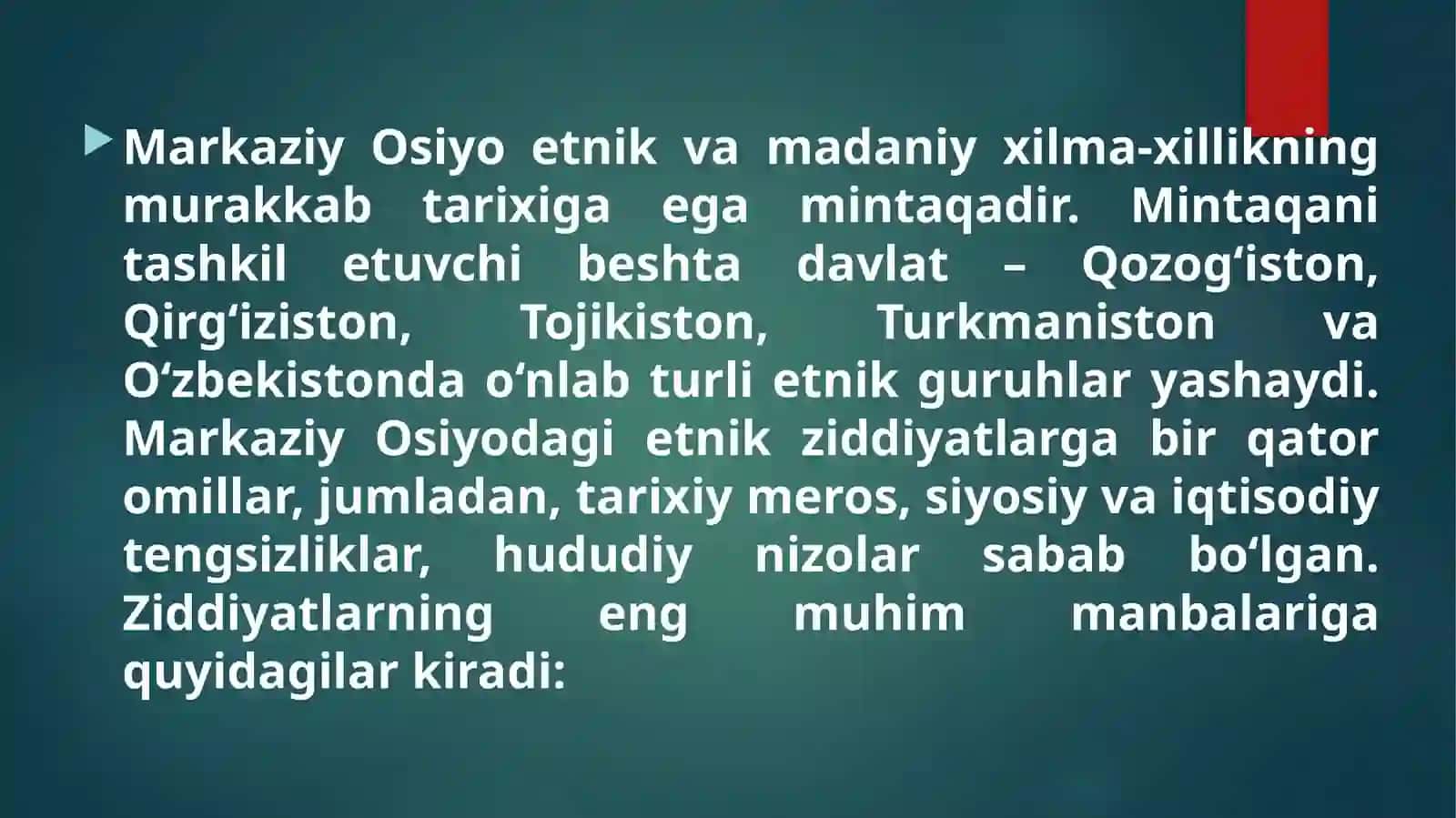 Markaziy Osiyodagi mintaqaviy muammolar tahlili 3