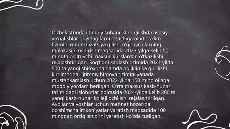 Oʻzbekistonda ijtimoiy sohada amalga oshirilayotgan oʻzgarishlar mazmun mohiyati 3
