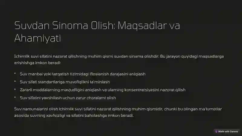 Ichimlik Suvi Sifatining Laboratoriya Tahlili va Gigienik Baholash 3