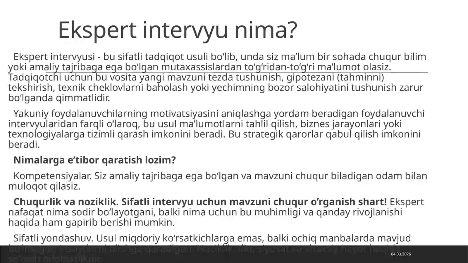 Ekspert bilan suhbat tadqiqot usuli sifatida 3