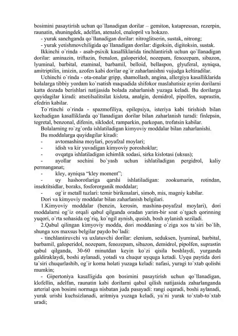 Kimyoviy va dori moddalar bilan zaharlanishda tibbiy yordam 3