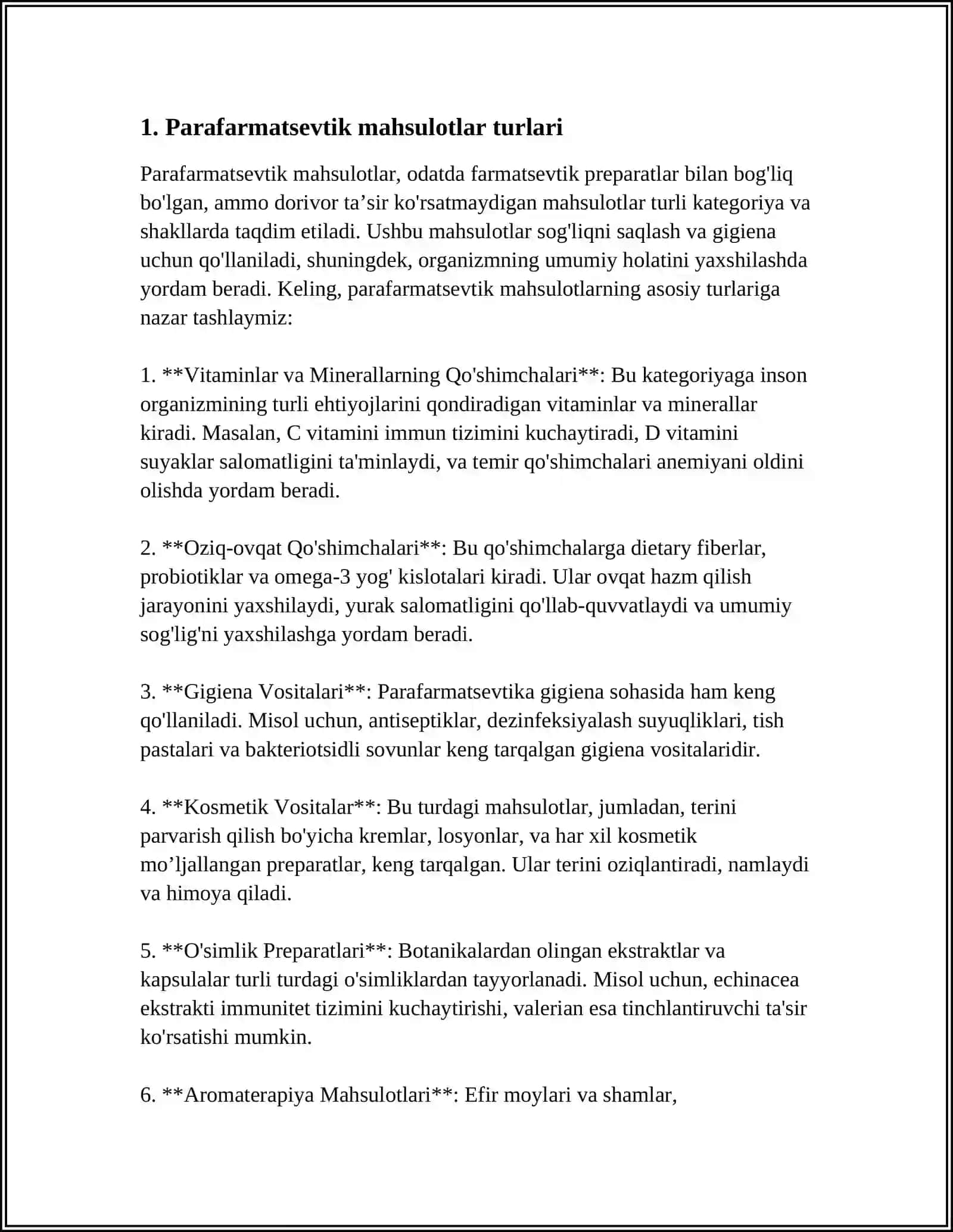 PARAFARMATSEVTIK TAVARLAR: PARXEZ VOSITALARNING TAVARSHUNOSLIK TAXLILI 3