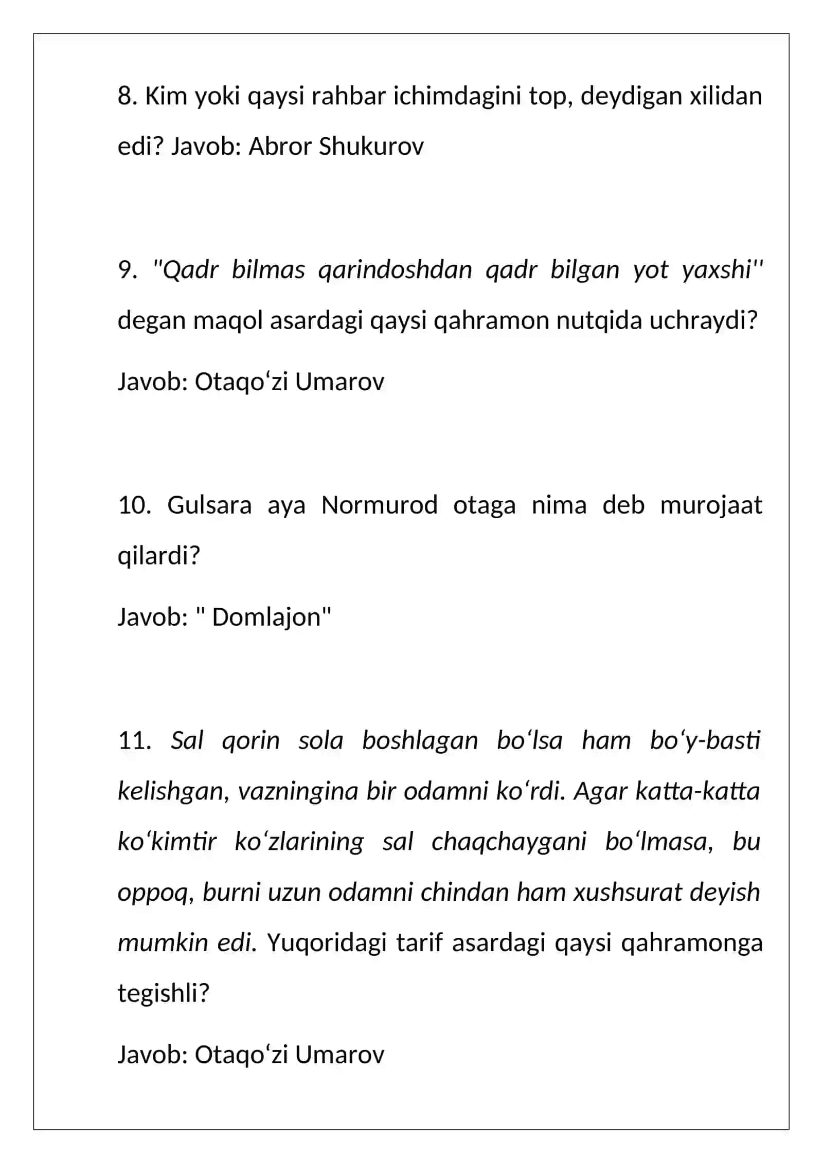 ODIL YOQUBOV “DIYONAT” ROMANI SAVOL-JAVOB 3