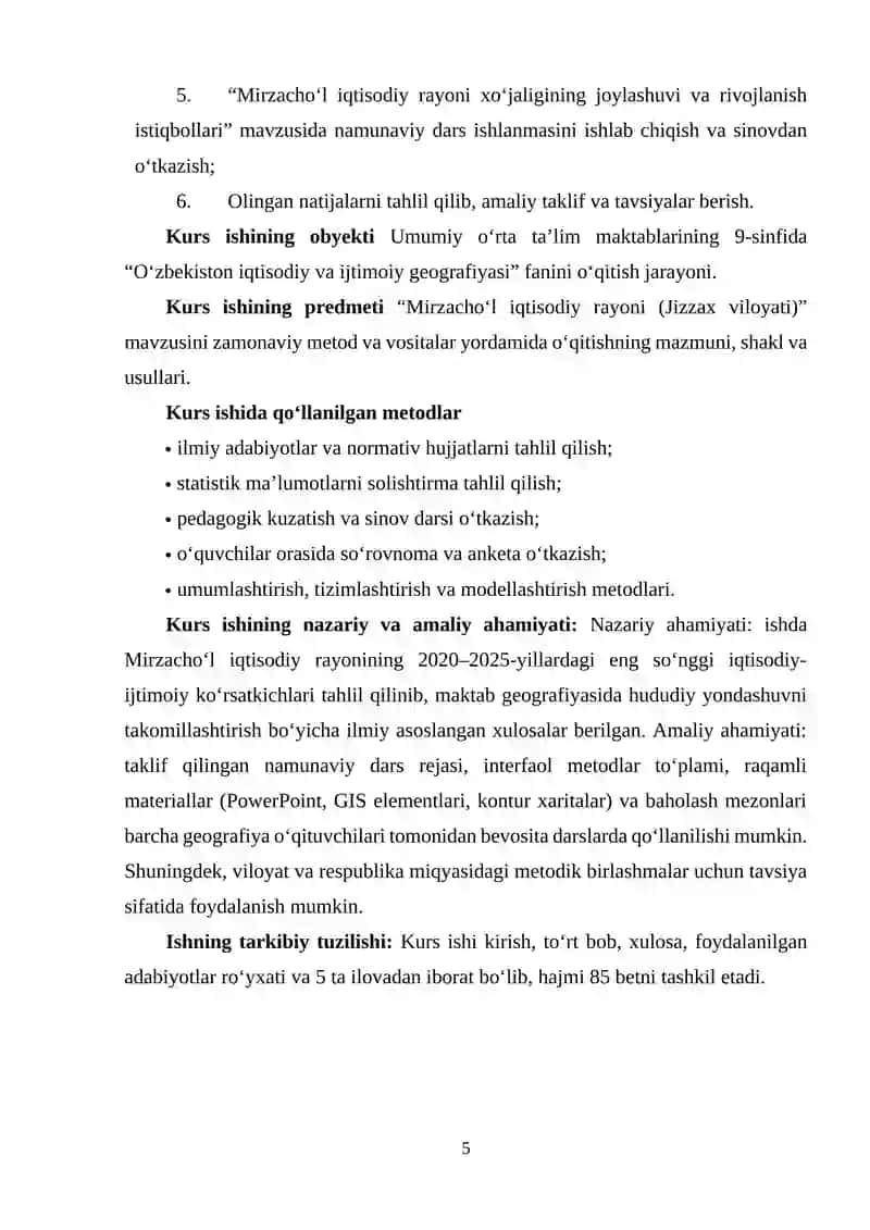 Mirzachoʻl iqtisodiy rayoni Jizzax viloyati mavzusini o'qitish 3