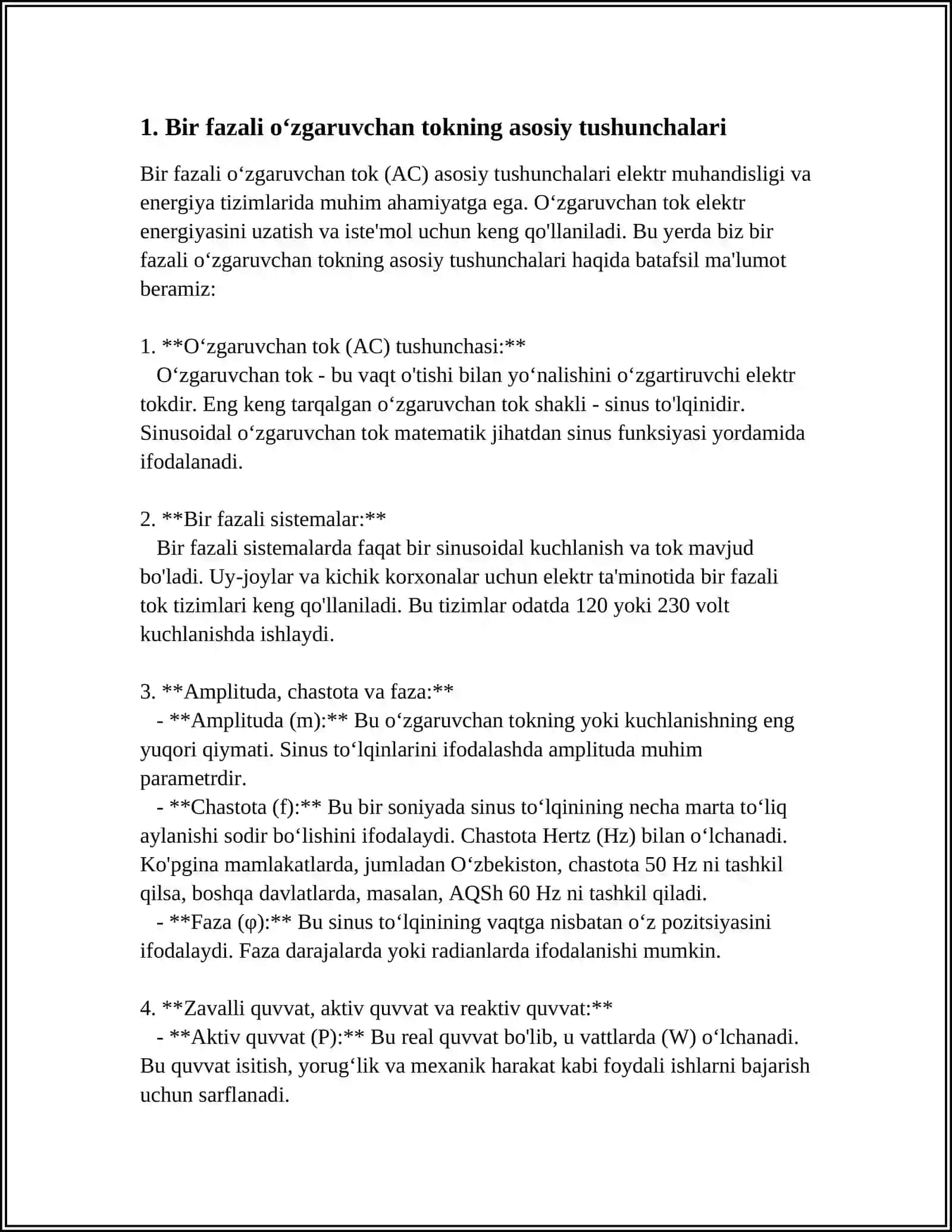 BIR FAZALI OʻZGARUVCHAN TOK 3