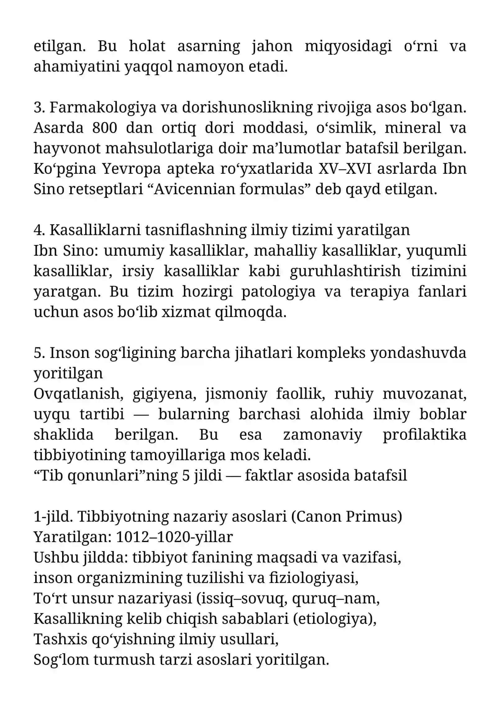 Ibn Sinoning “Tib qonunlari” asarining olamshumul ahamiyati va uning 5 jildi haqida 3